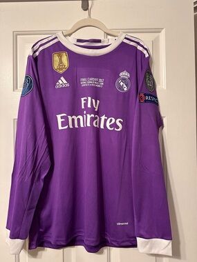 adidas Purple Real Madrid 2016/2017 Long Sleeve Jersey. Ronaldo #7